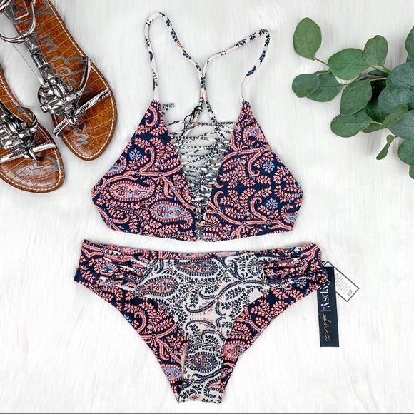 Gypsy 05 Anthropologie High Neckline Bikini Neapolitan Paisley Print Size XS - Picture 5 of 14